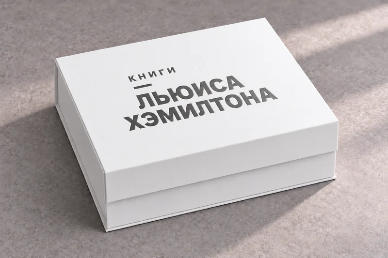 Белая коробка с тиснением «Книги Льюиса Хэмилтона»