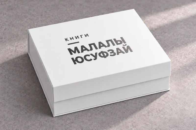 Белая коробка с тиснением «Книги Малалы Юсуфзай»