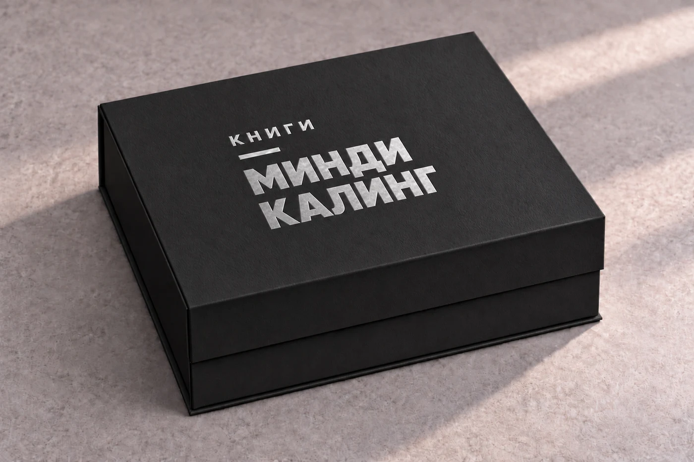 Чёрная закрытая коробка, серебряное тиснение «Книги Минди Калинг»